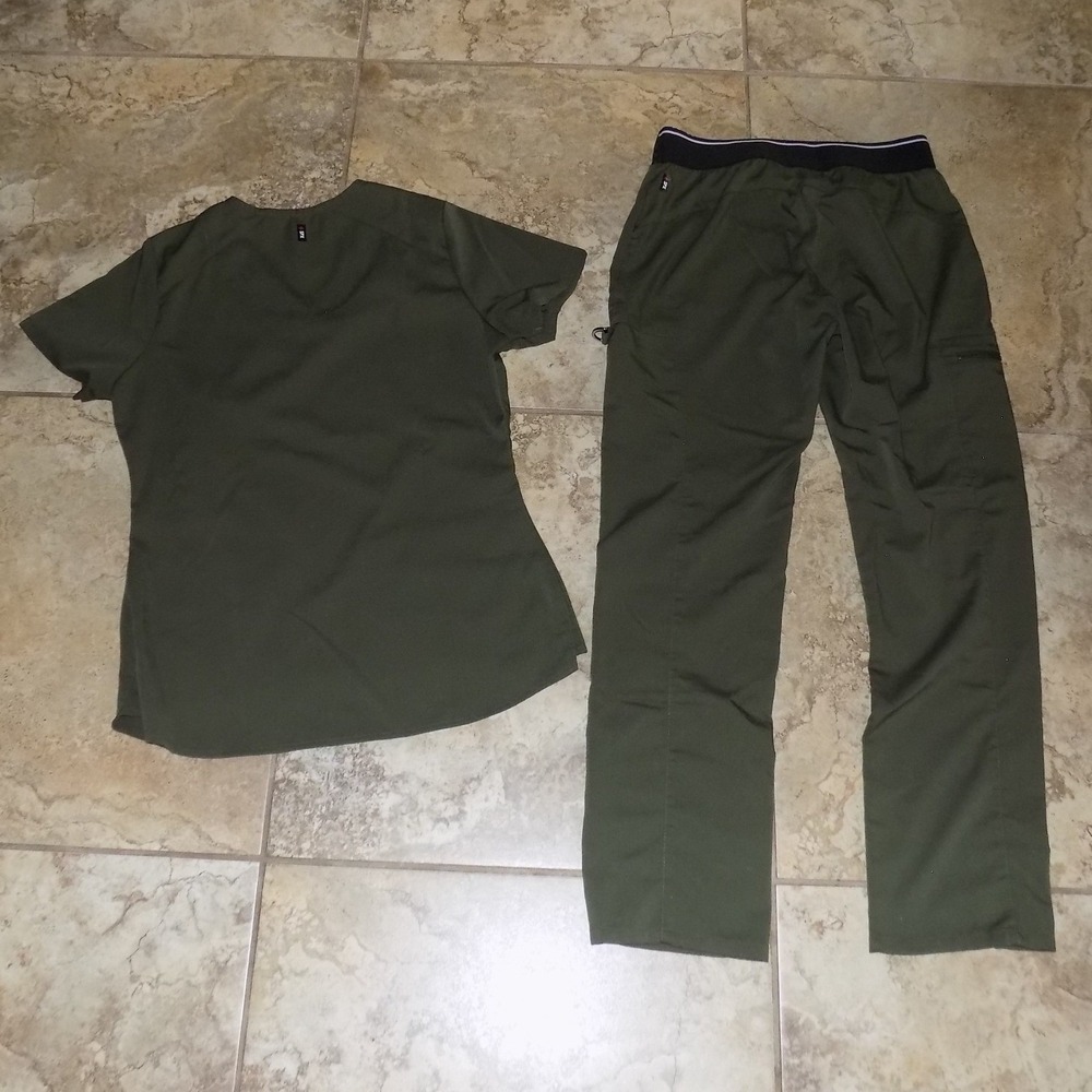 Greys Anatomy‎ Scrub Set Women S/XSP Olive Green Excellent Spandex Stretch Barco - Picture 10 of 10